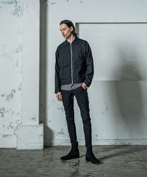 leather pocket overnylon T