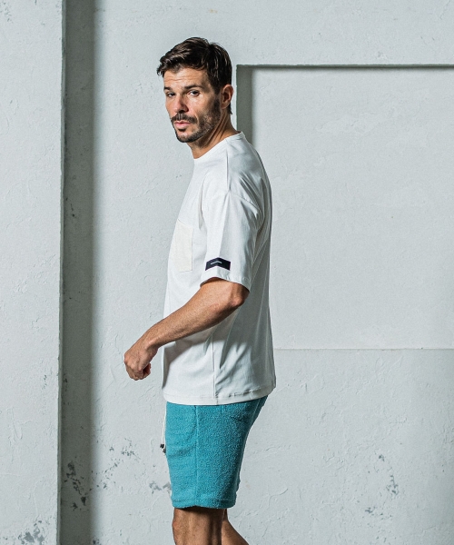 leather pocket overnylon T