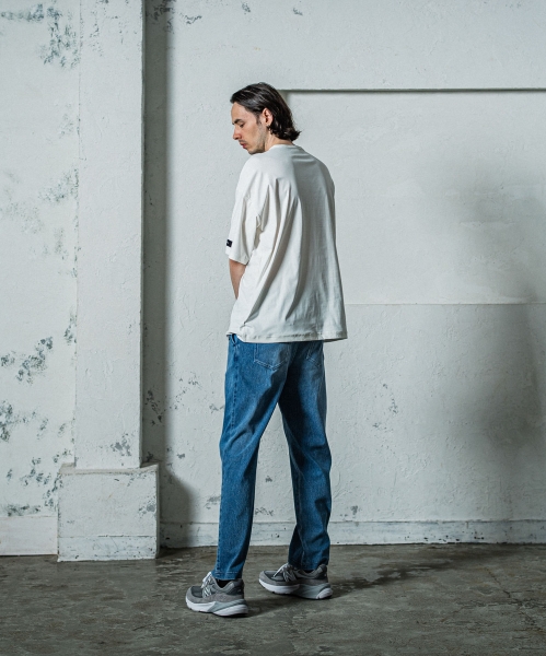 leather pocket overnylon T