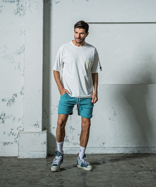 leather pocket overnylon T