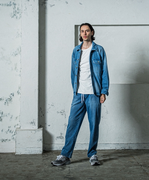 leather pocket overnylon T