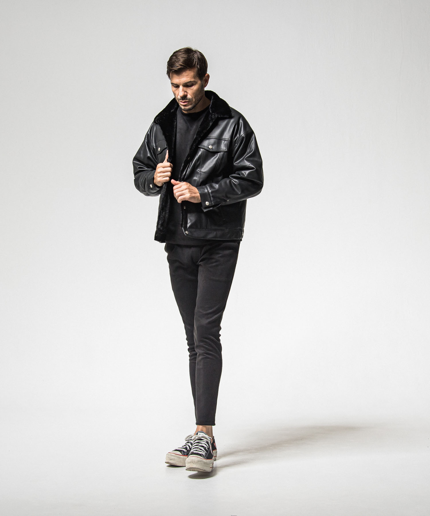 CHRIS　EASY suede TUCK PANTS