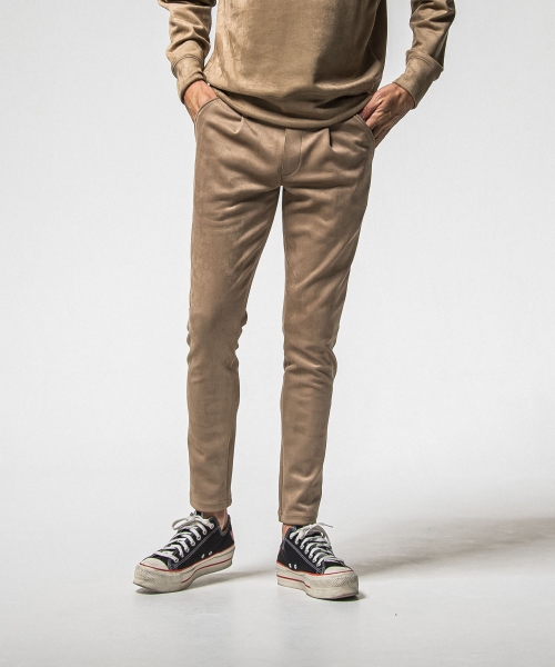 CHRIS　EASY suede TUCK PANTS