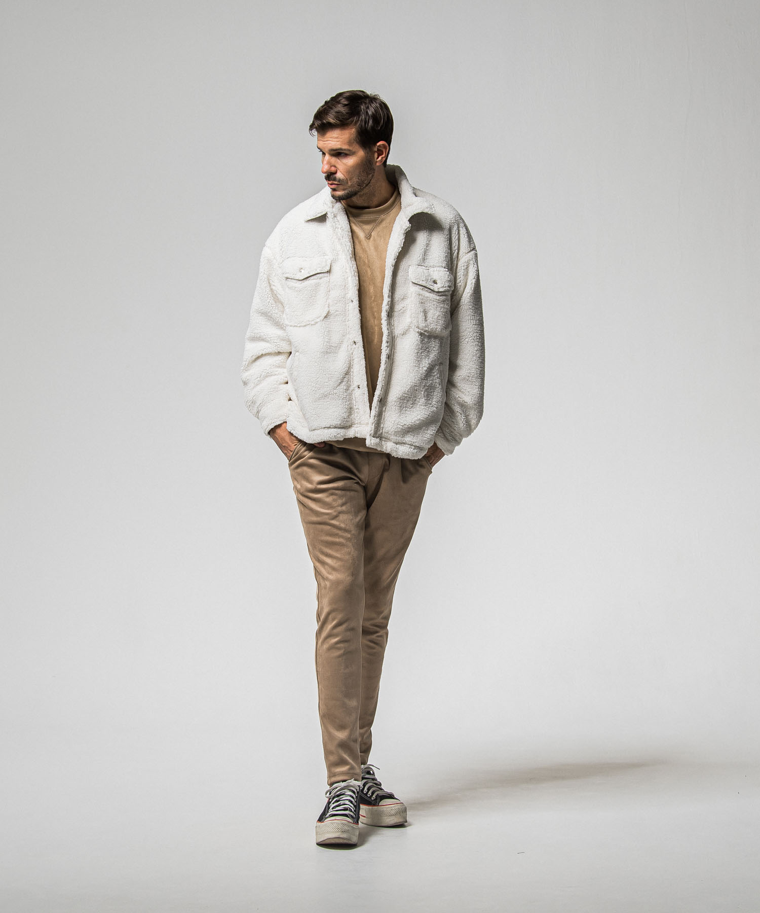 CHRIS　EASY suede TUCK PANTS