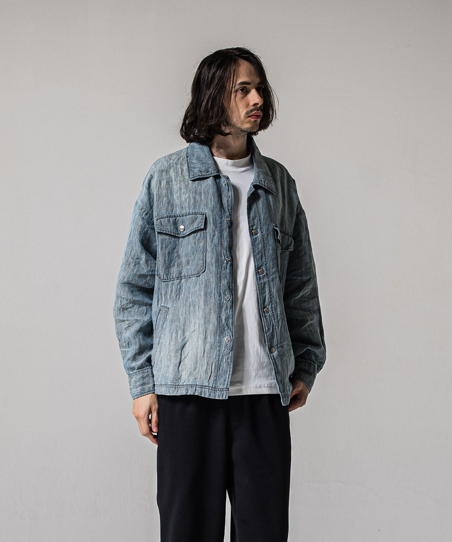 Indigo linen jack shirts