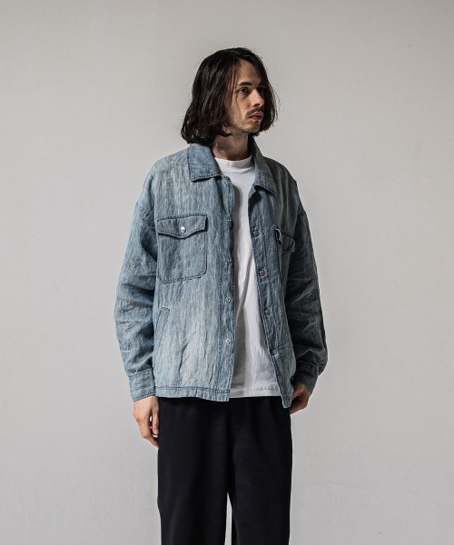 Indigo linen jack shirts