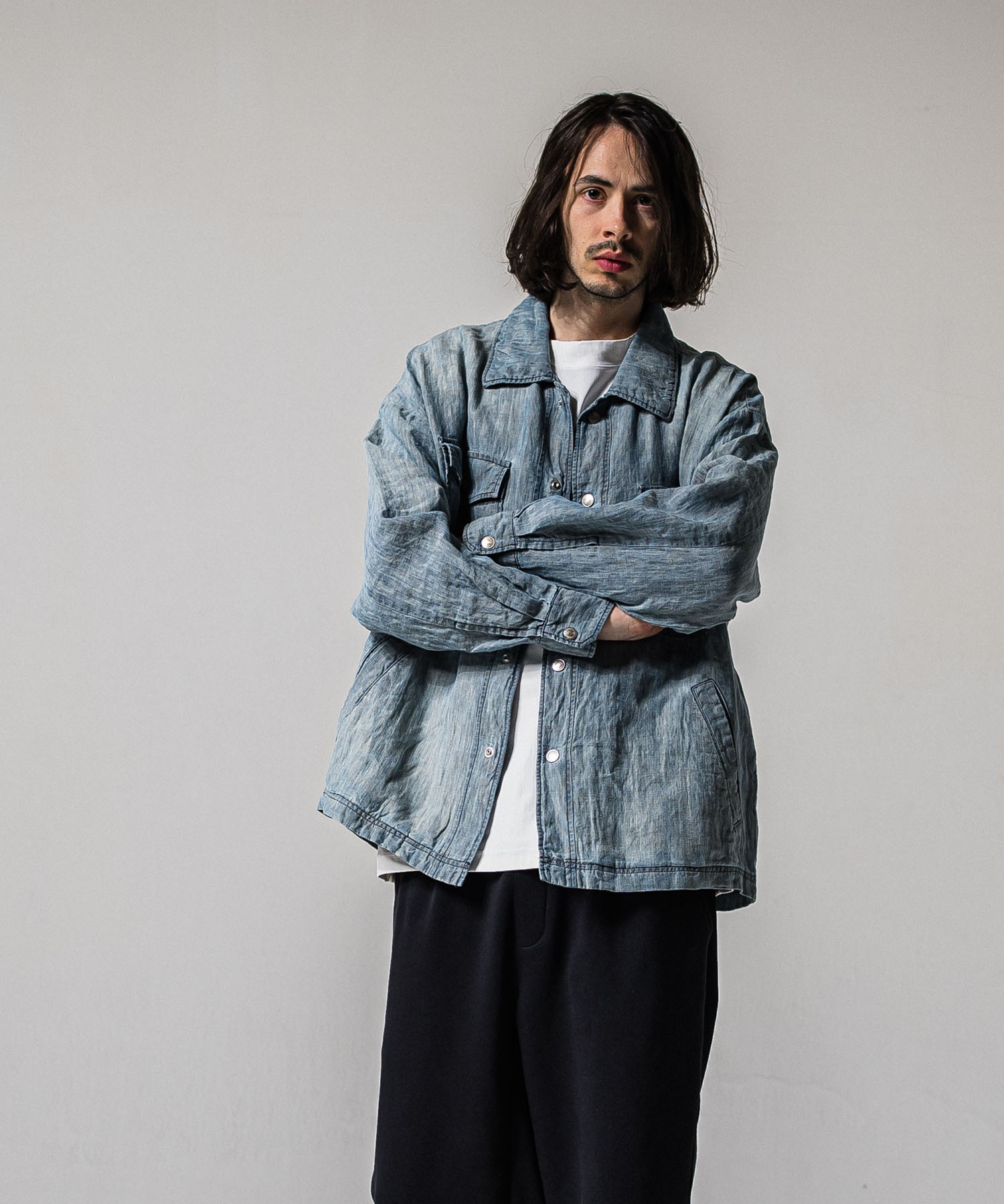 Indigo linen jack shirts