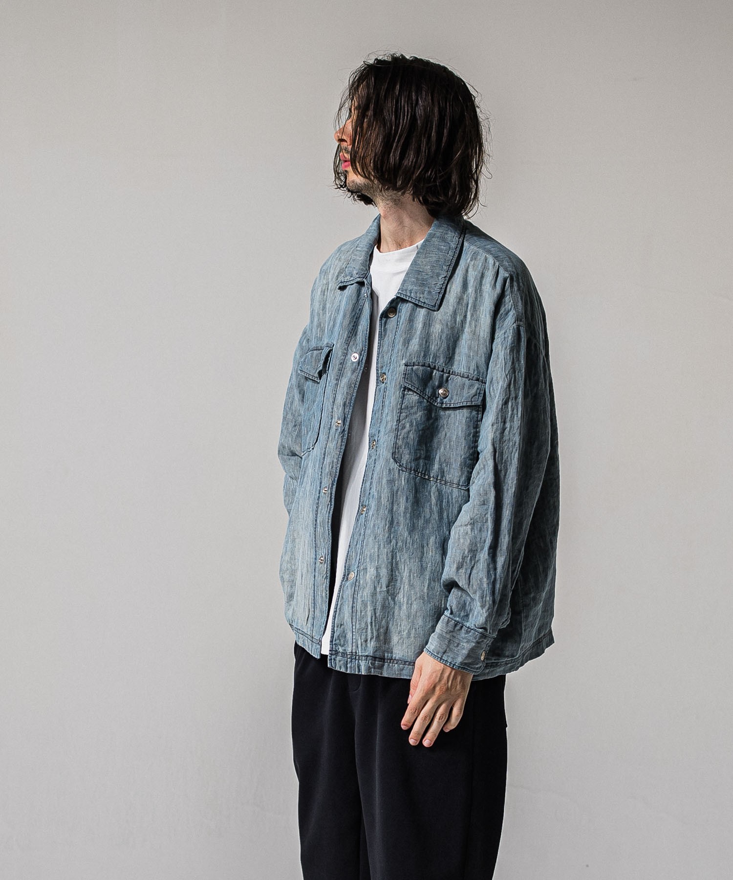 Indigo linen jack shirts