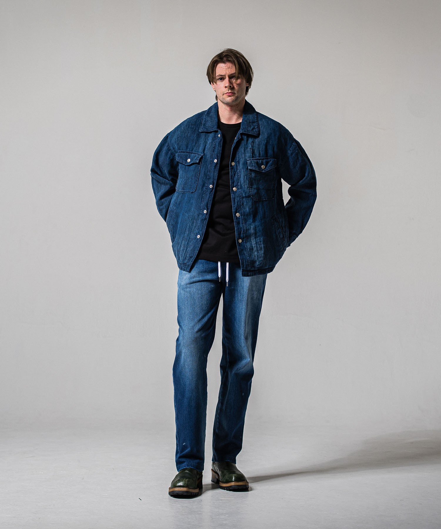 Indigo linen jack shirts