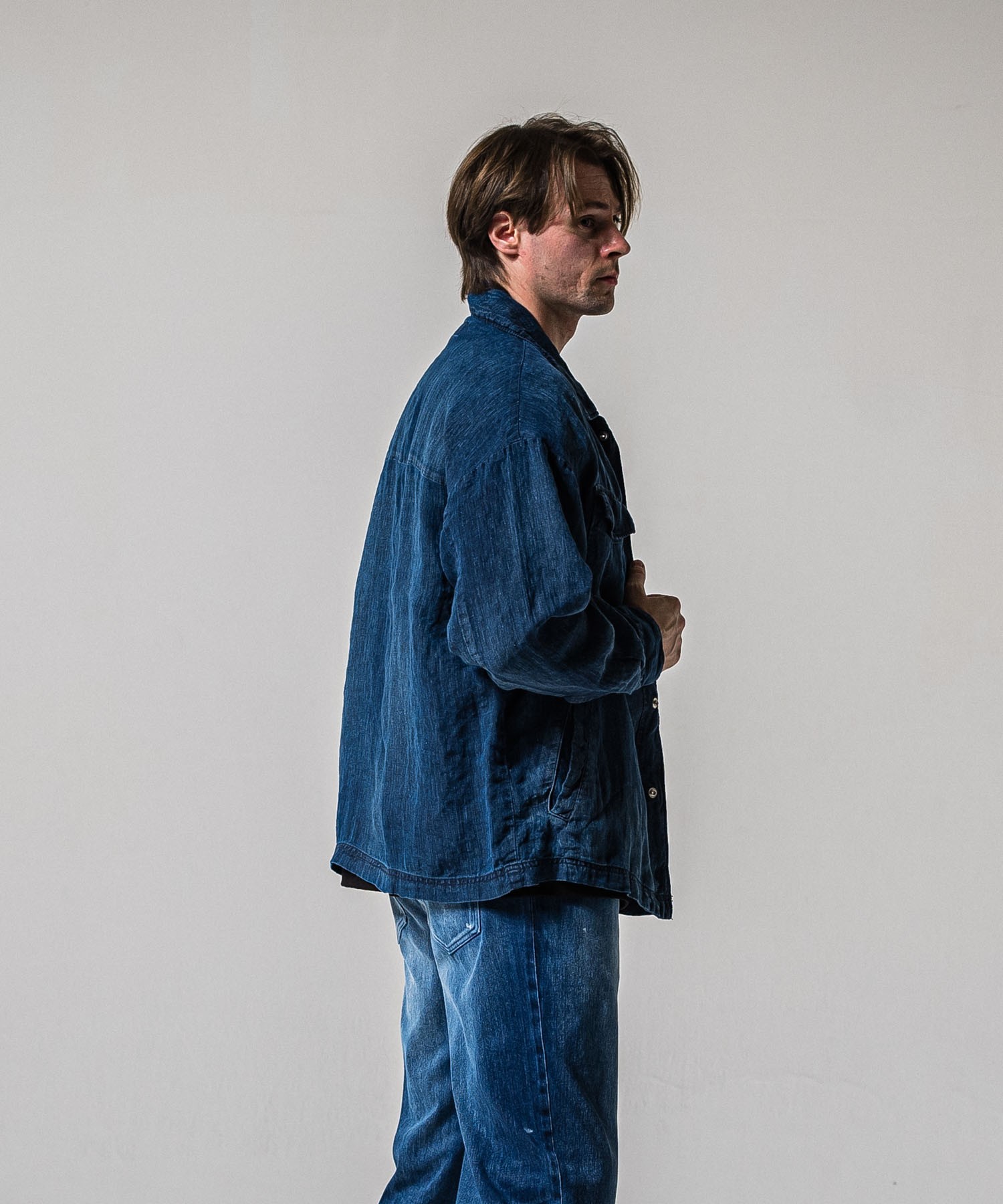 Indigo linen jack shirts