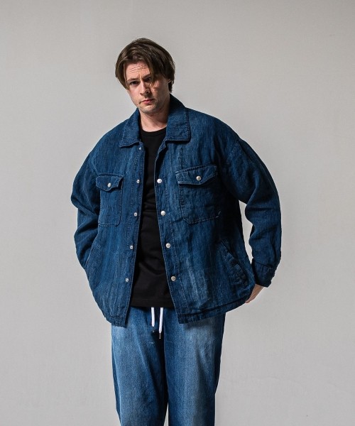 Indigo linen jack shirts