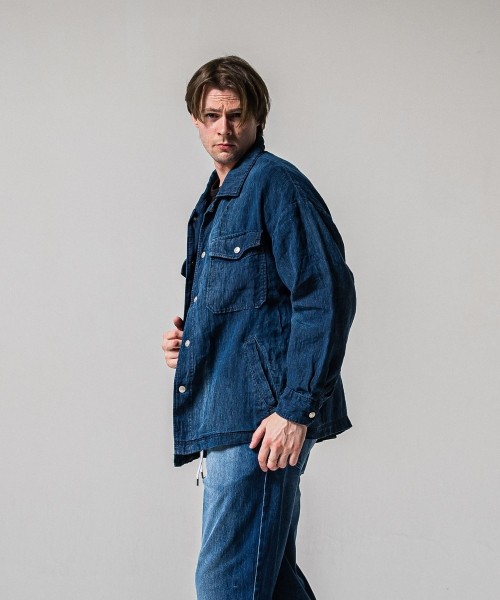 Indigo linen jack shirts
