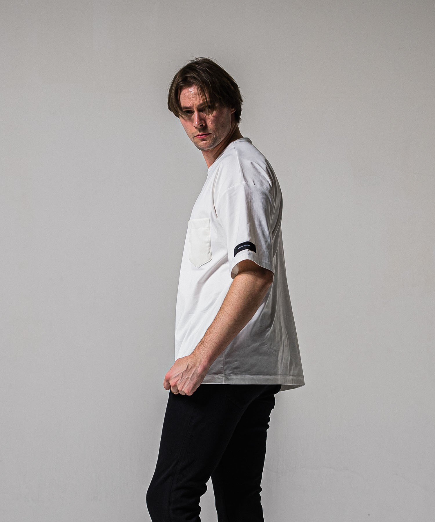 leather pocket overnylon T