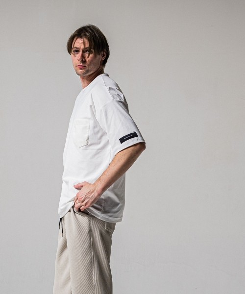 leather pocket overnylon T