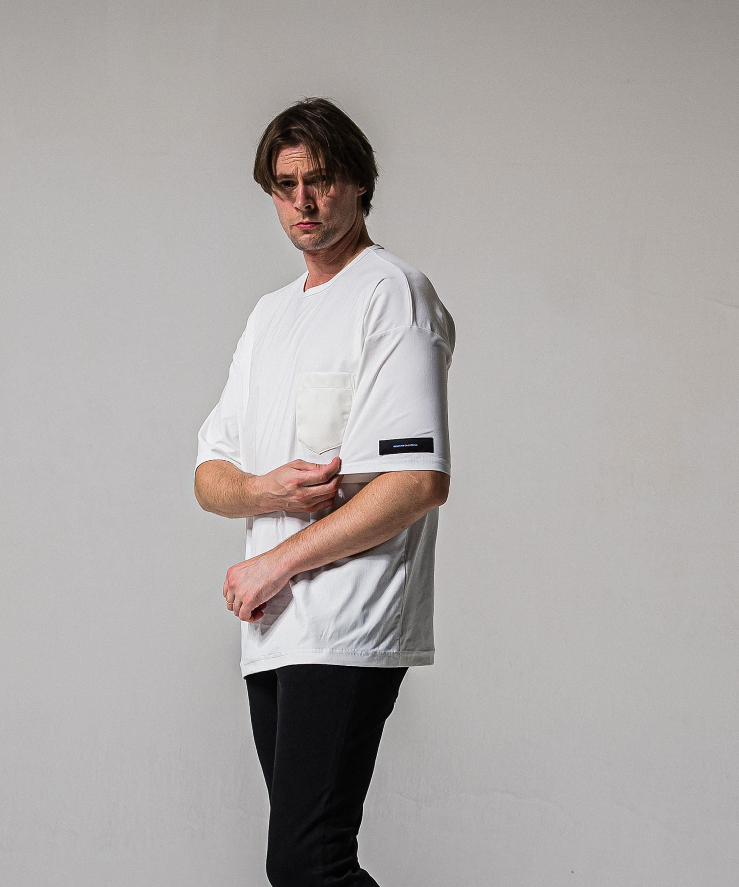 leather pocket overnylon T