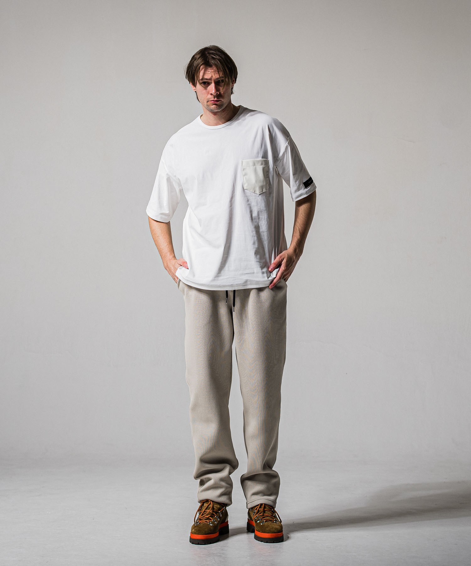 leather pocket overnylon T