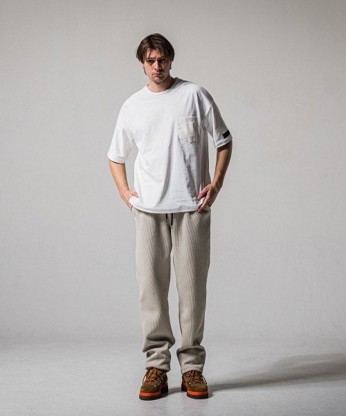 leather pocket overnylon T