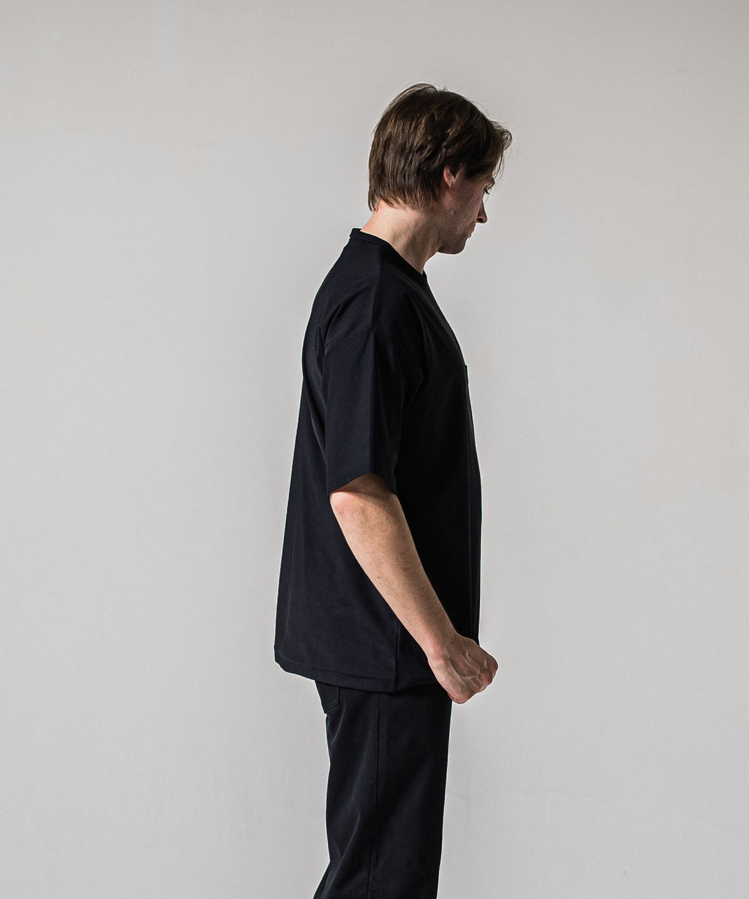 leather pocket overnylon T