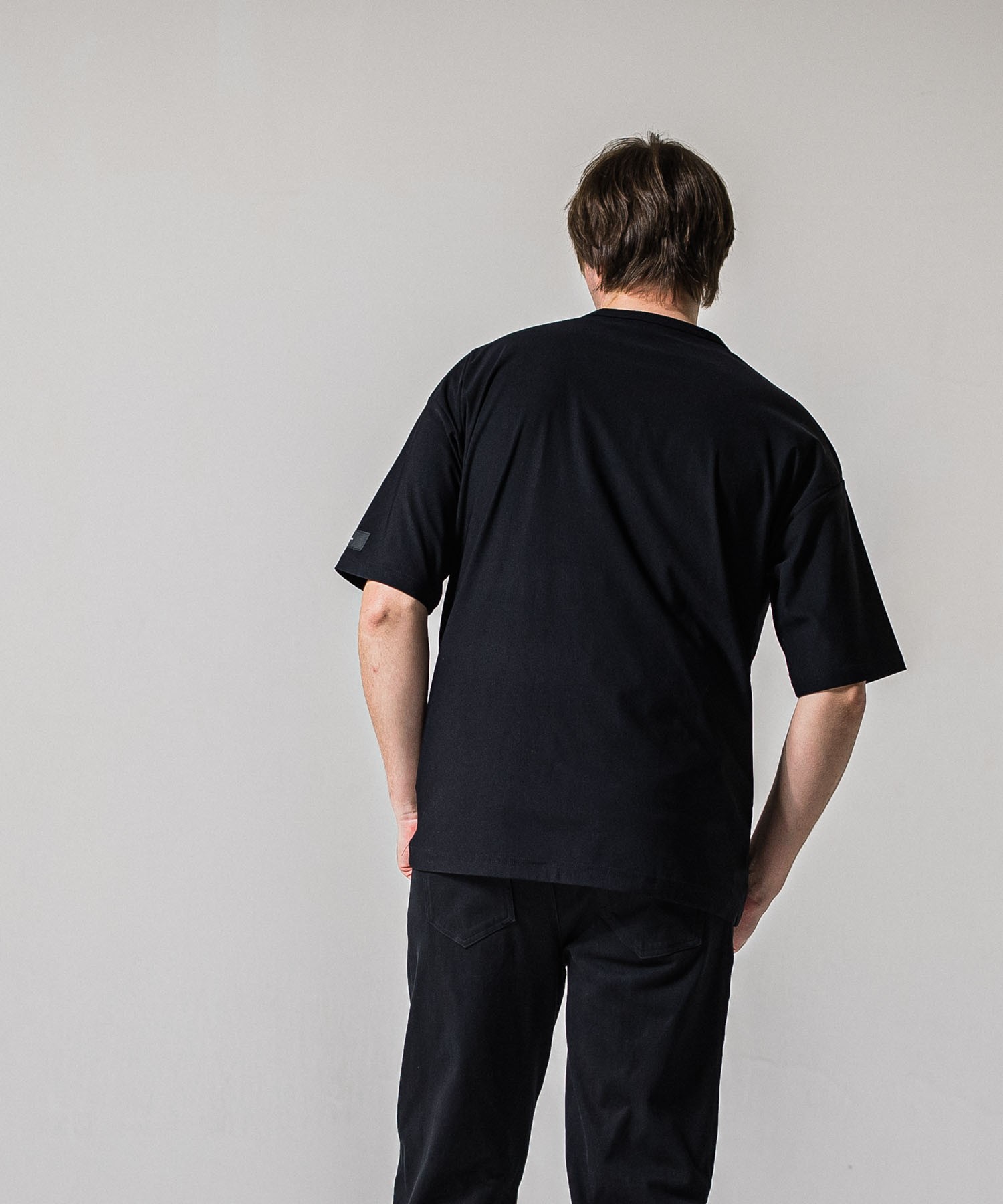 leather pocket overnylon T