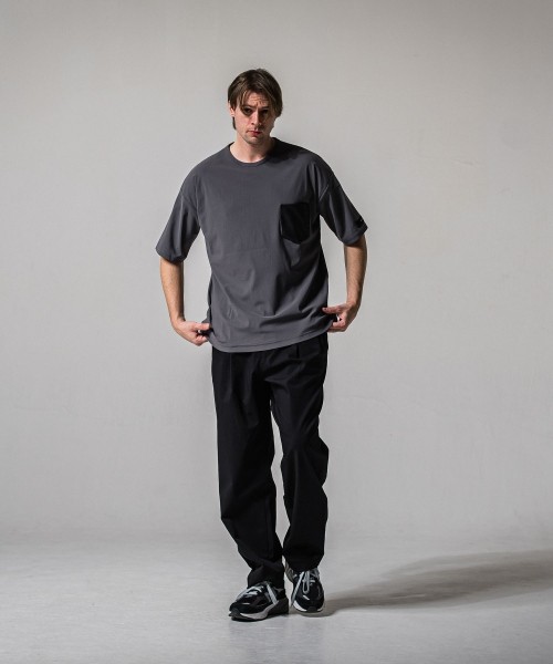 leather pocket overnylon T