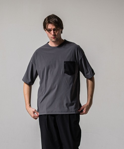 leather pocket overnylon T