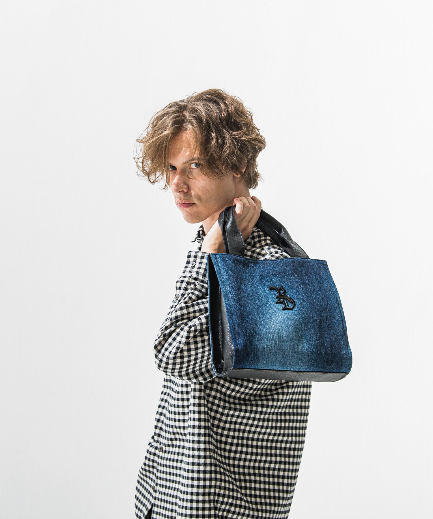 denim　middle tote bag
