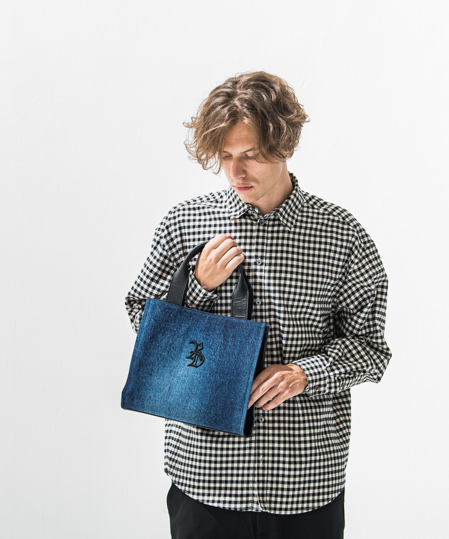 denim　middle tote bag