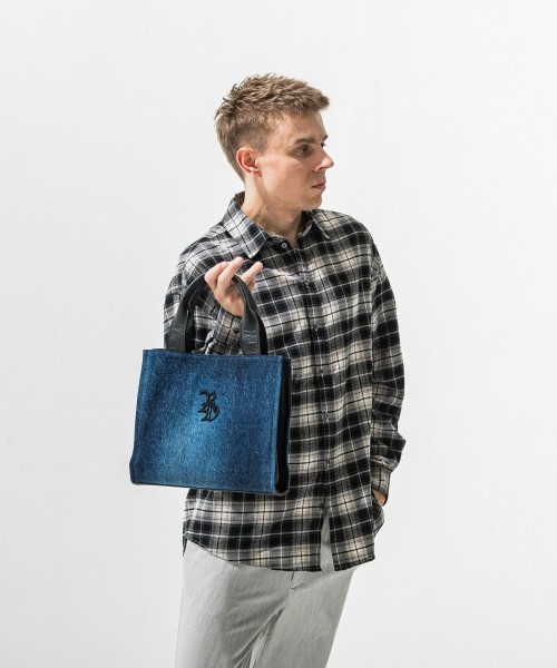 denim　middle tote bag