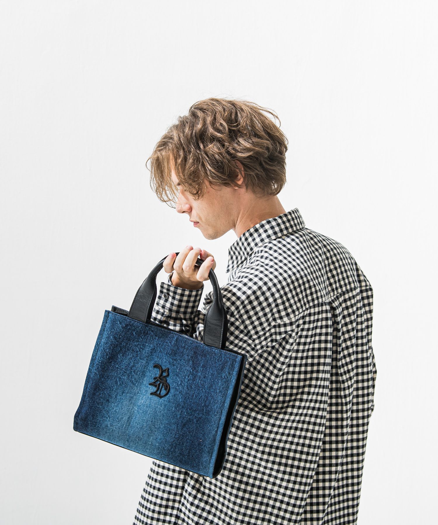 denim　middle tote bag
