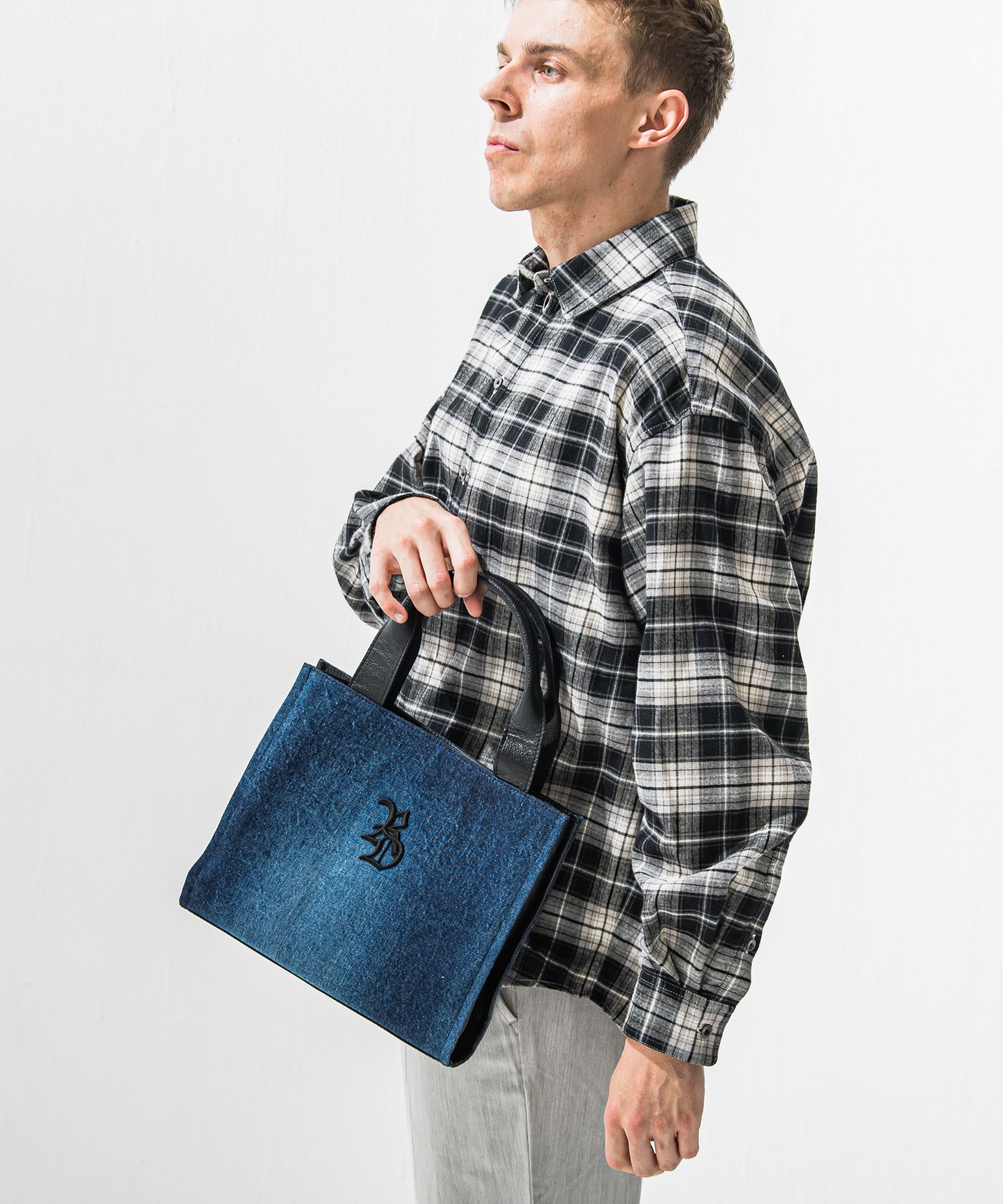 denim　middle tote bag