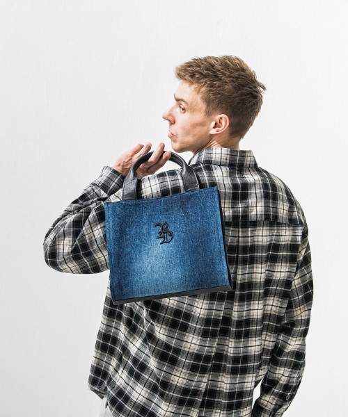 denim　middle tote bag