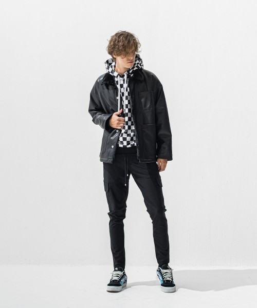 checker back fleece hoodie