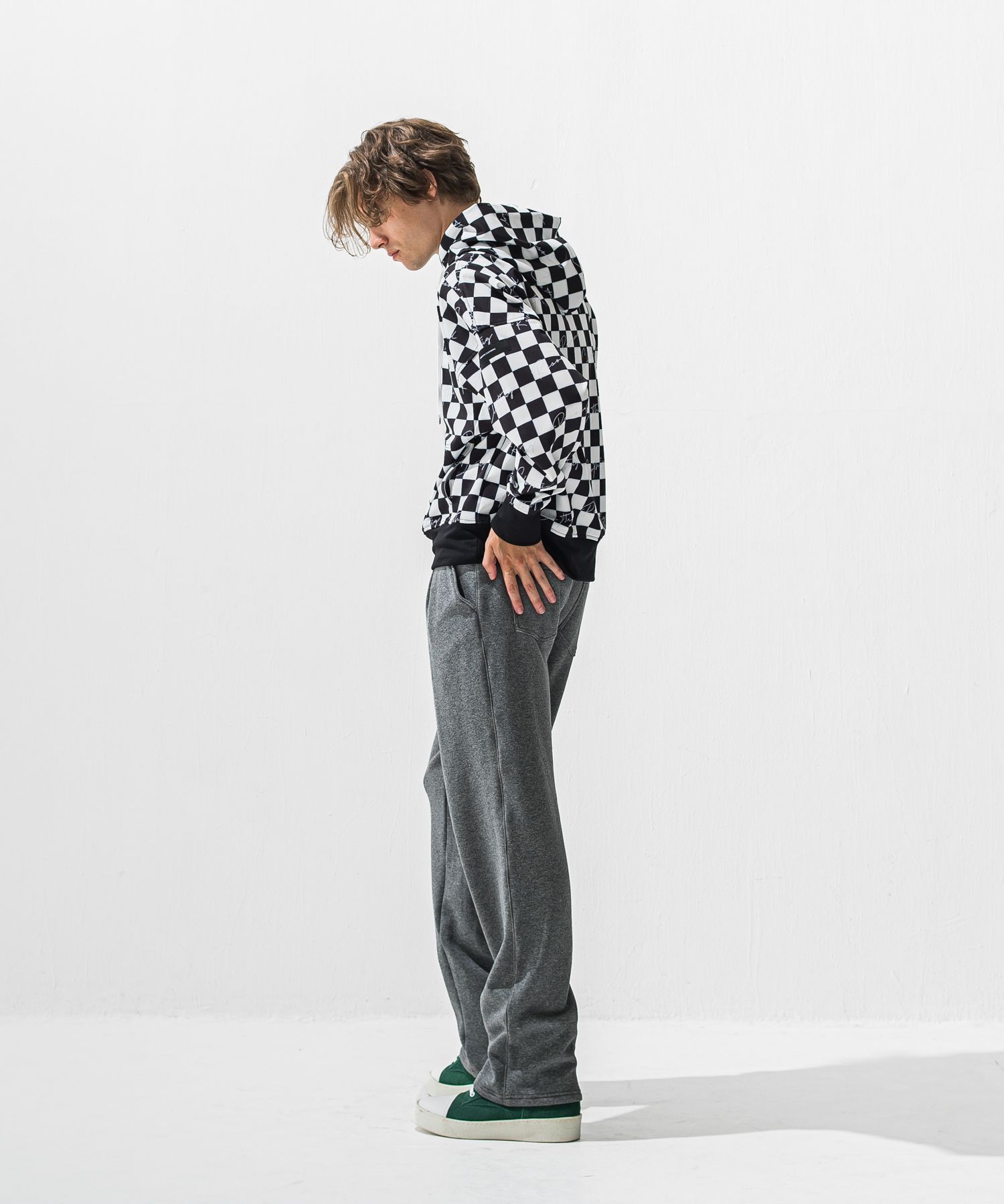 checker back fleece hoodie