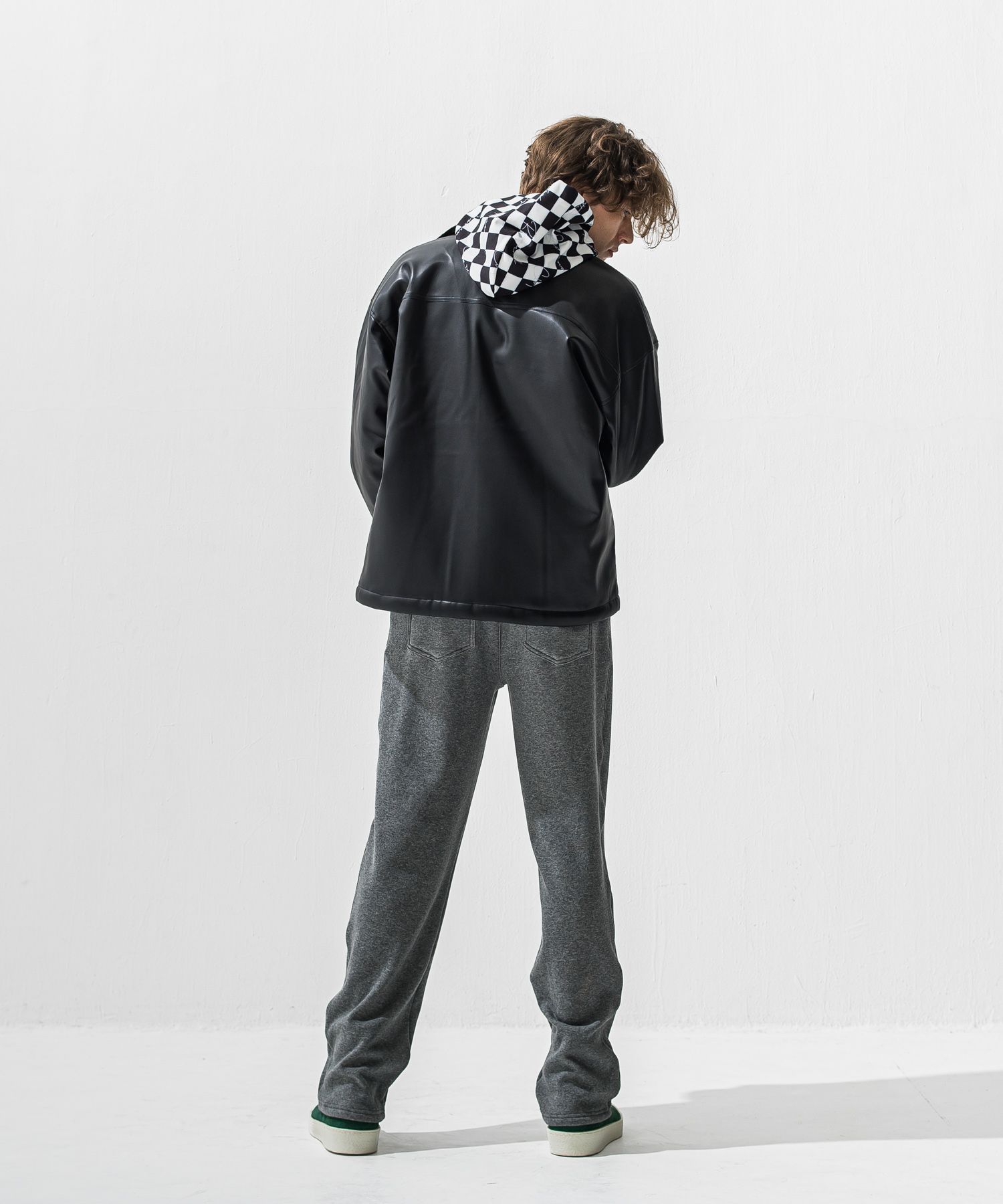 checker back fleece hoodie