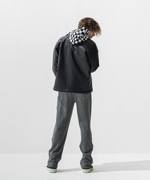 checker back fleece hoodie