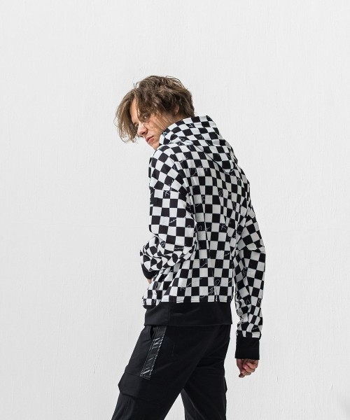 checker back fleece hoodie