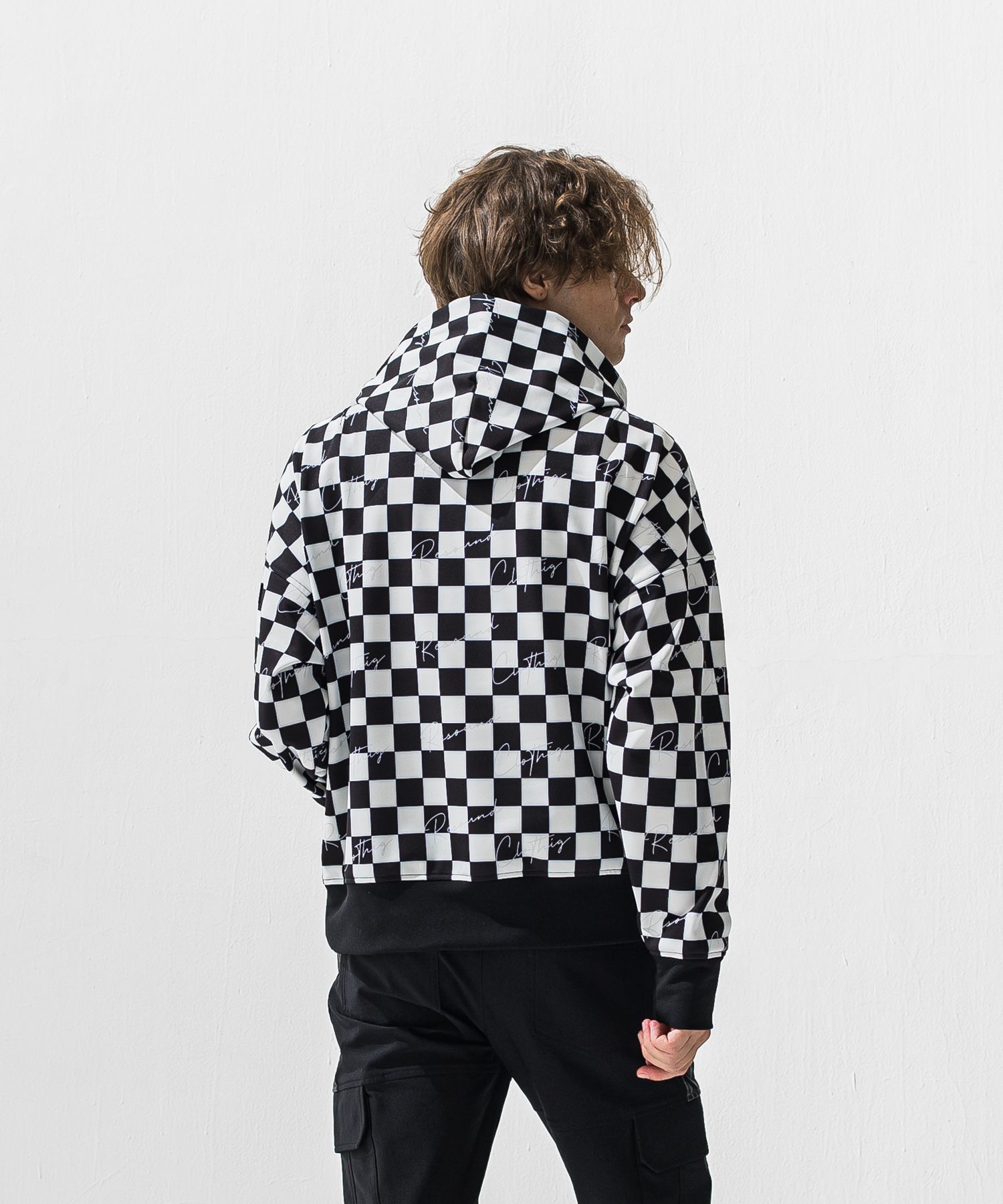 checker back fleece hoodie