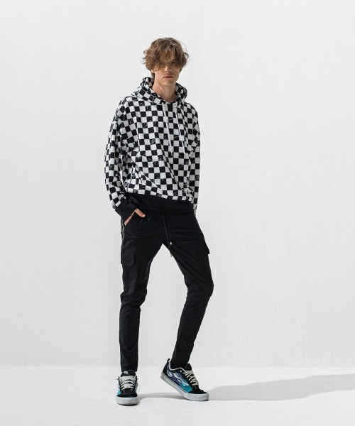 checker back fleece hoodie