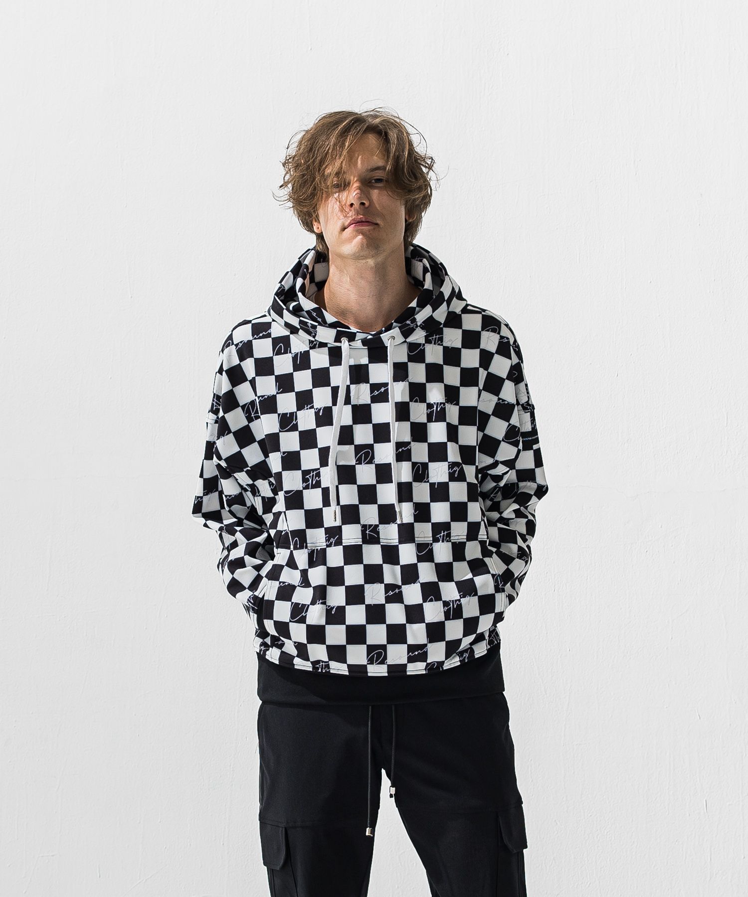 checker back fleece hoodie