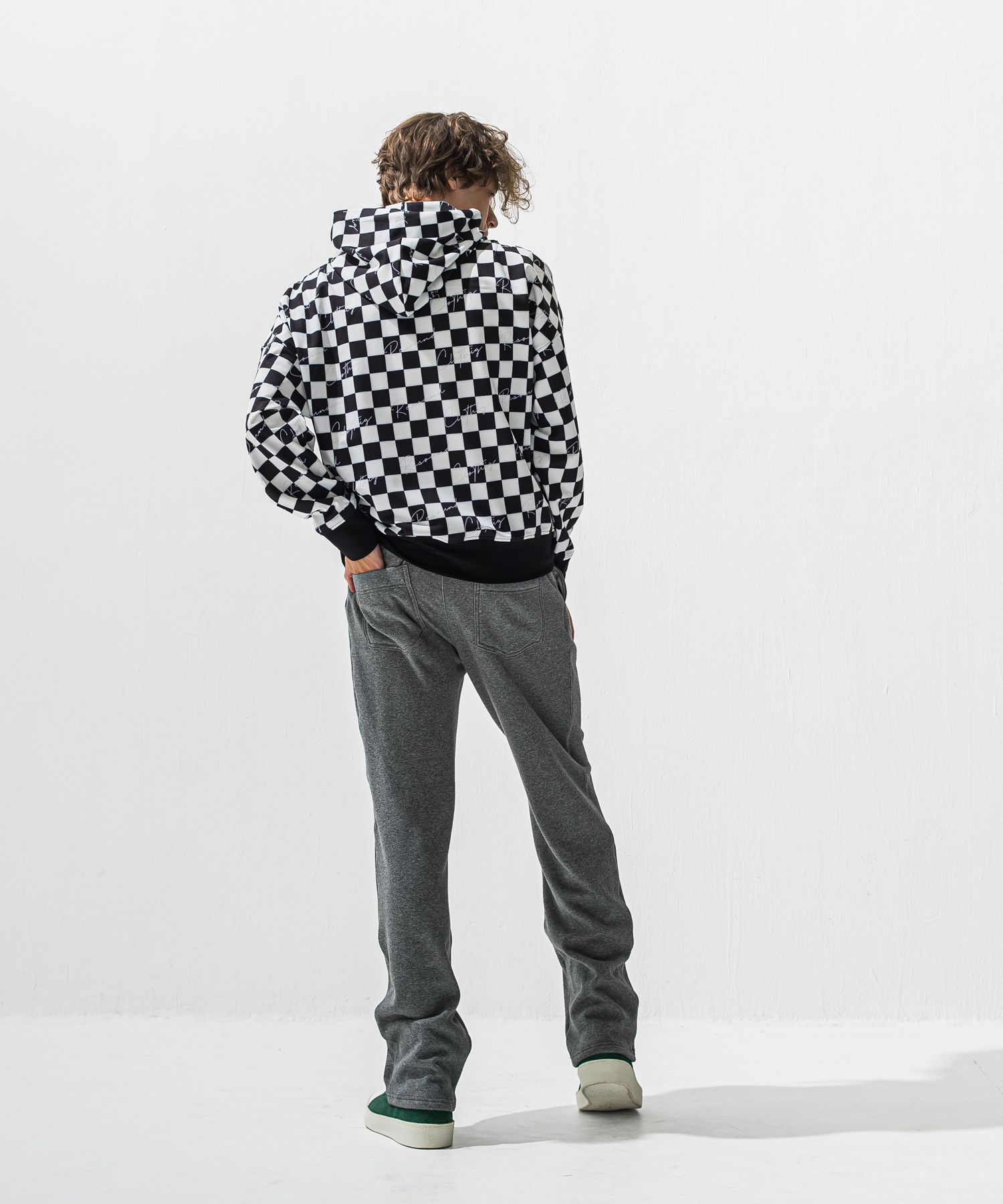 checker back fleece hoodie