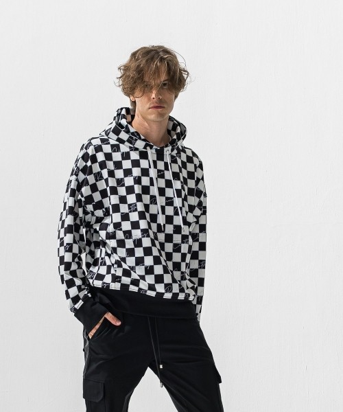 checker back fleece hoodie