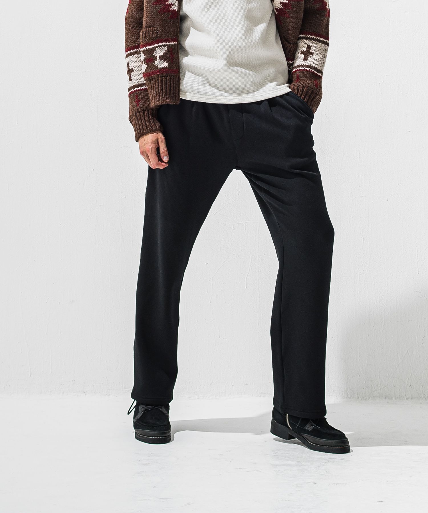   velours fleece　WIDE TUCK PANTS