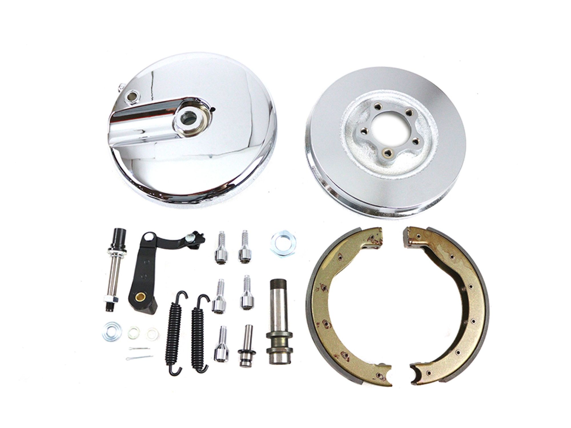 Front Brake Backing Plate Kit Left Side Satin Chrome