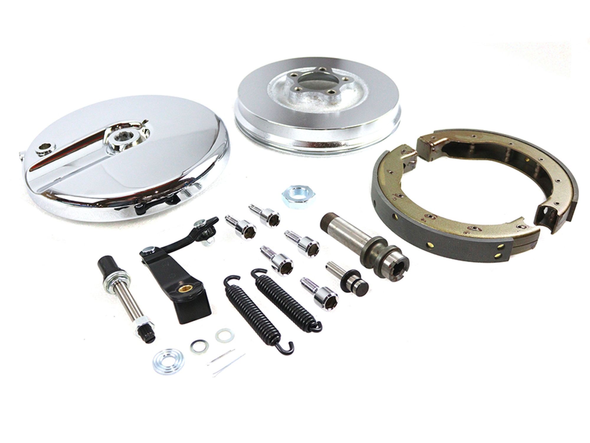 Front Brake Backing Plate Kit Left Side Satin Chrome