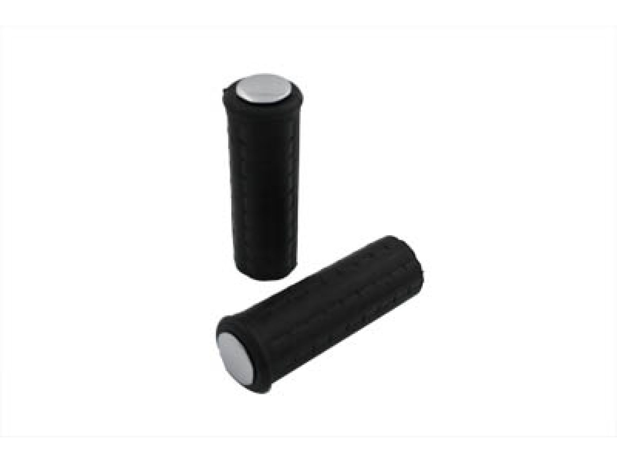 Black Waffle Handlebar Grip Set with Chrome Plugs