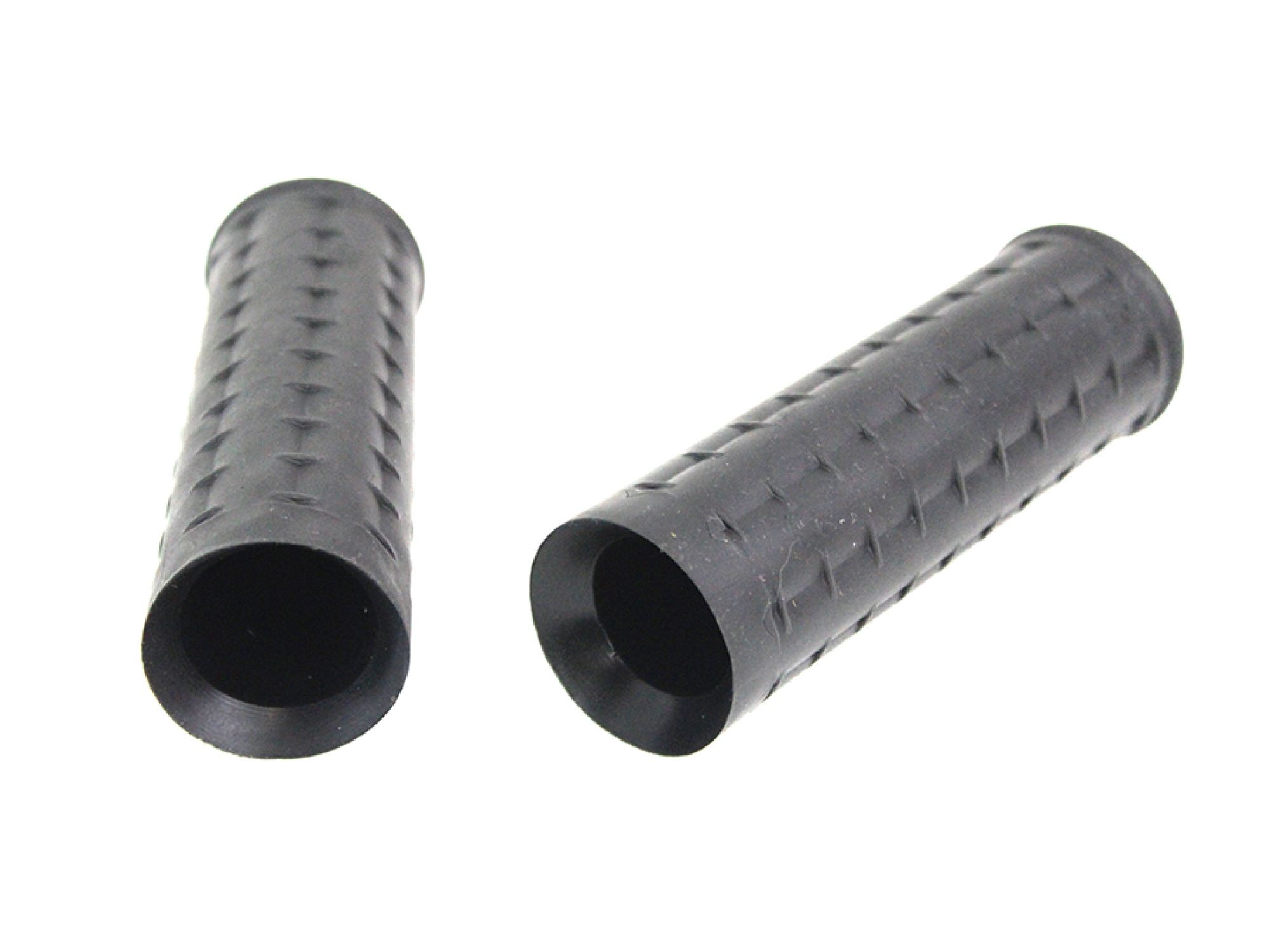 Replica Black Waffle Handlebar Grip Set with Chrome Plugs