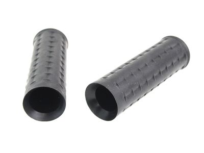 Replica Black Waffle Handlebar Grip Set with Chrome Plugs