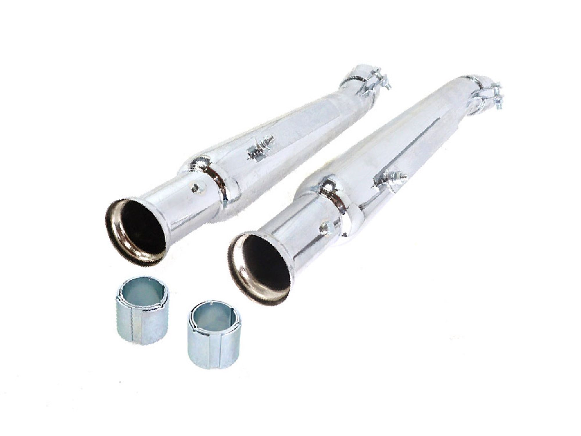 Chrome 20" Megaphone Upsweep Slip On Muffler Set