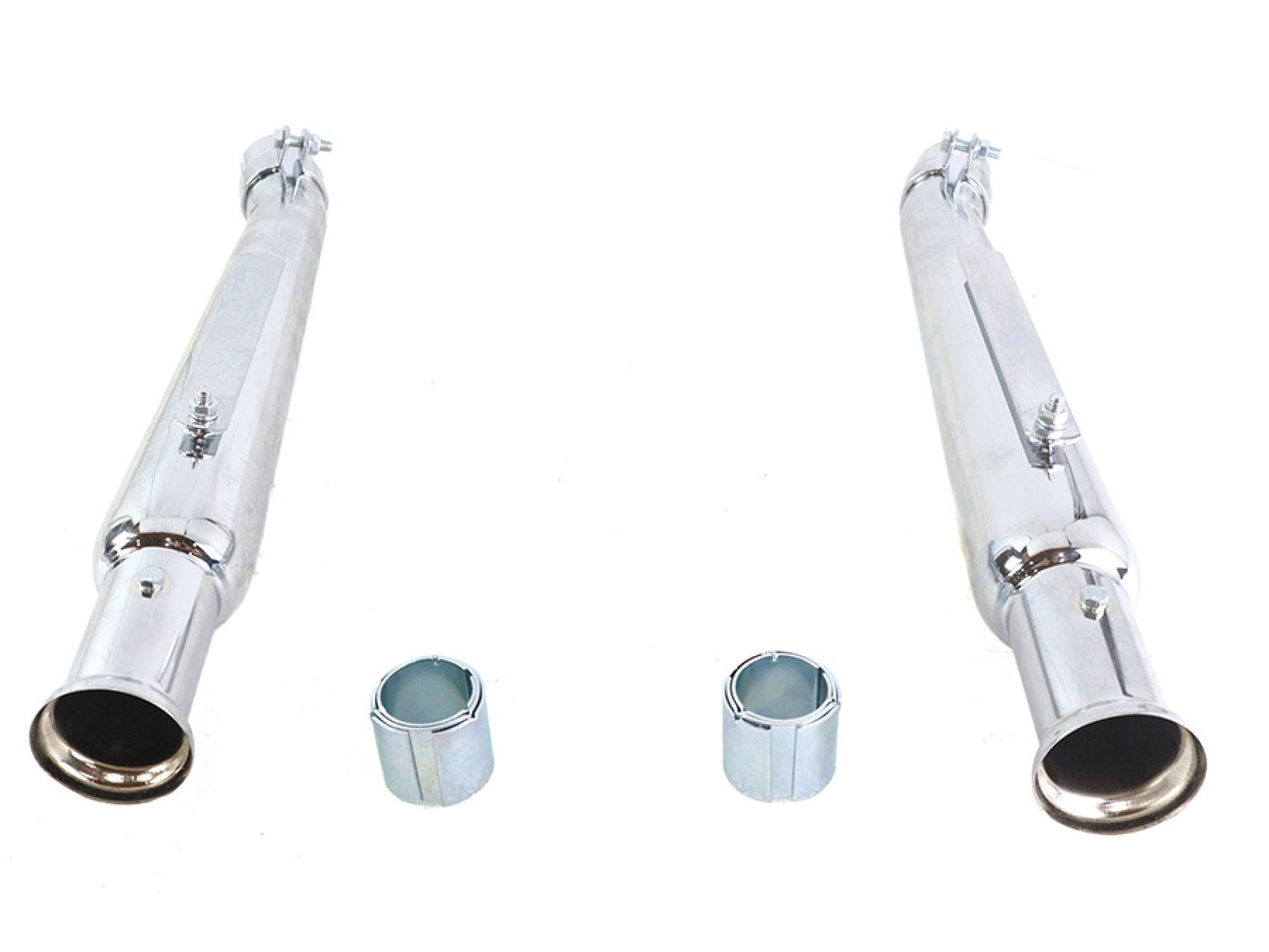 Chrome 20" Megaphone Upsweep Slip On Muffler Set