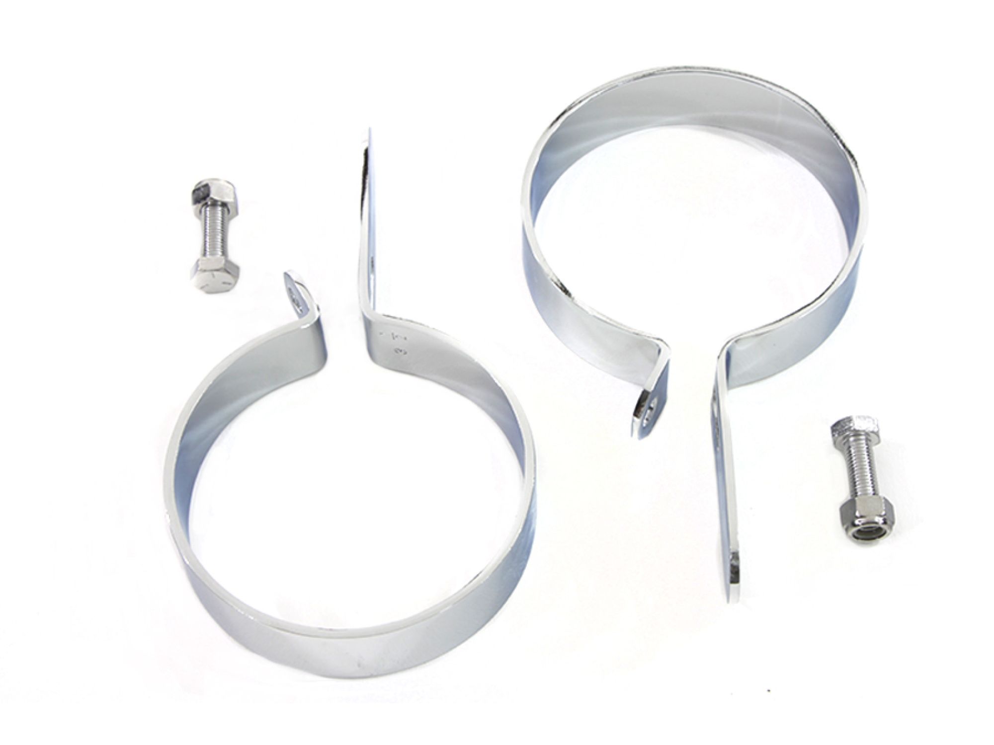 Chrome 3-1/2" Muffler Body and End Hanger Clamp Set